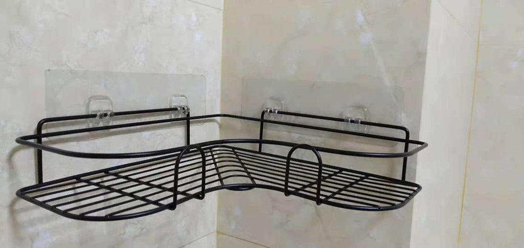 Corner shower shelf in use