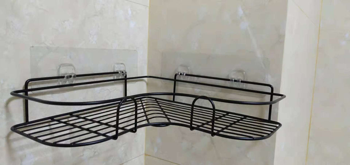 Corner shower shelf in use