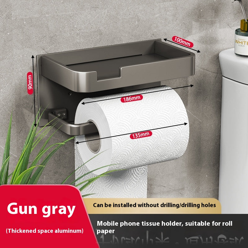 Toilet roll holder with shelf, gun grey