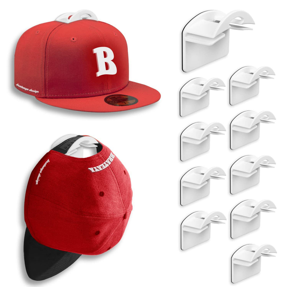 Adhesive Arc Hooks for Caps & Bags (10-Pack)