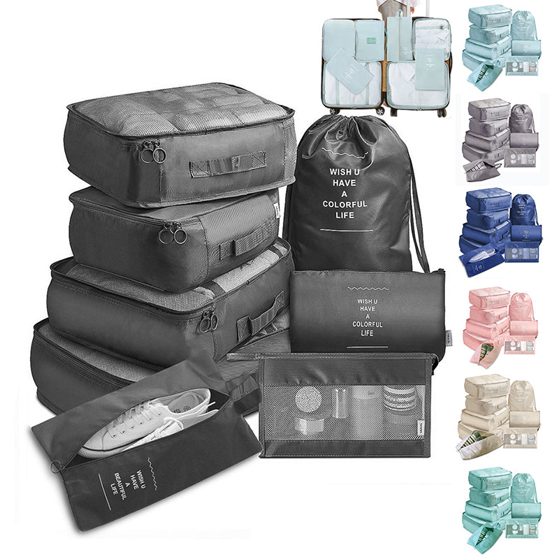 Packing cube set with all 8 pieces