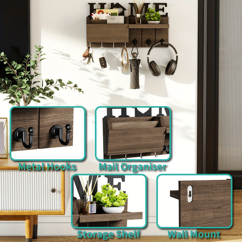 Wall-Mounted Wooden Key Holder