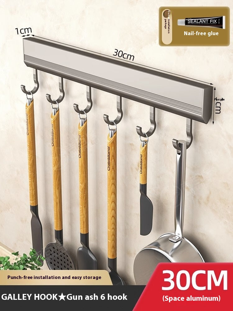 Sink Station Kit – Adhesive Aluminium Hook Rail – No-Drill Utensil & Towel Hooks