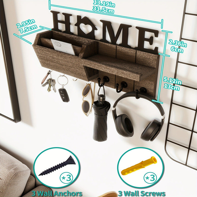 Wall-Mounted Wooden Key Holder
